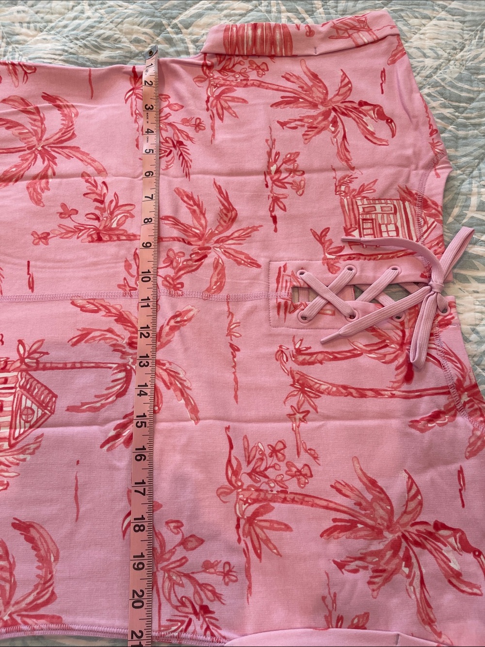 Talbots Pink Palm-Print Lace-Up Casual Dress NWT, unopened - Picture 2 of 3